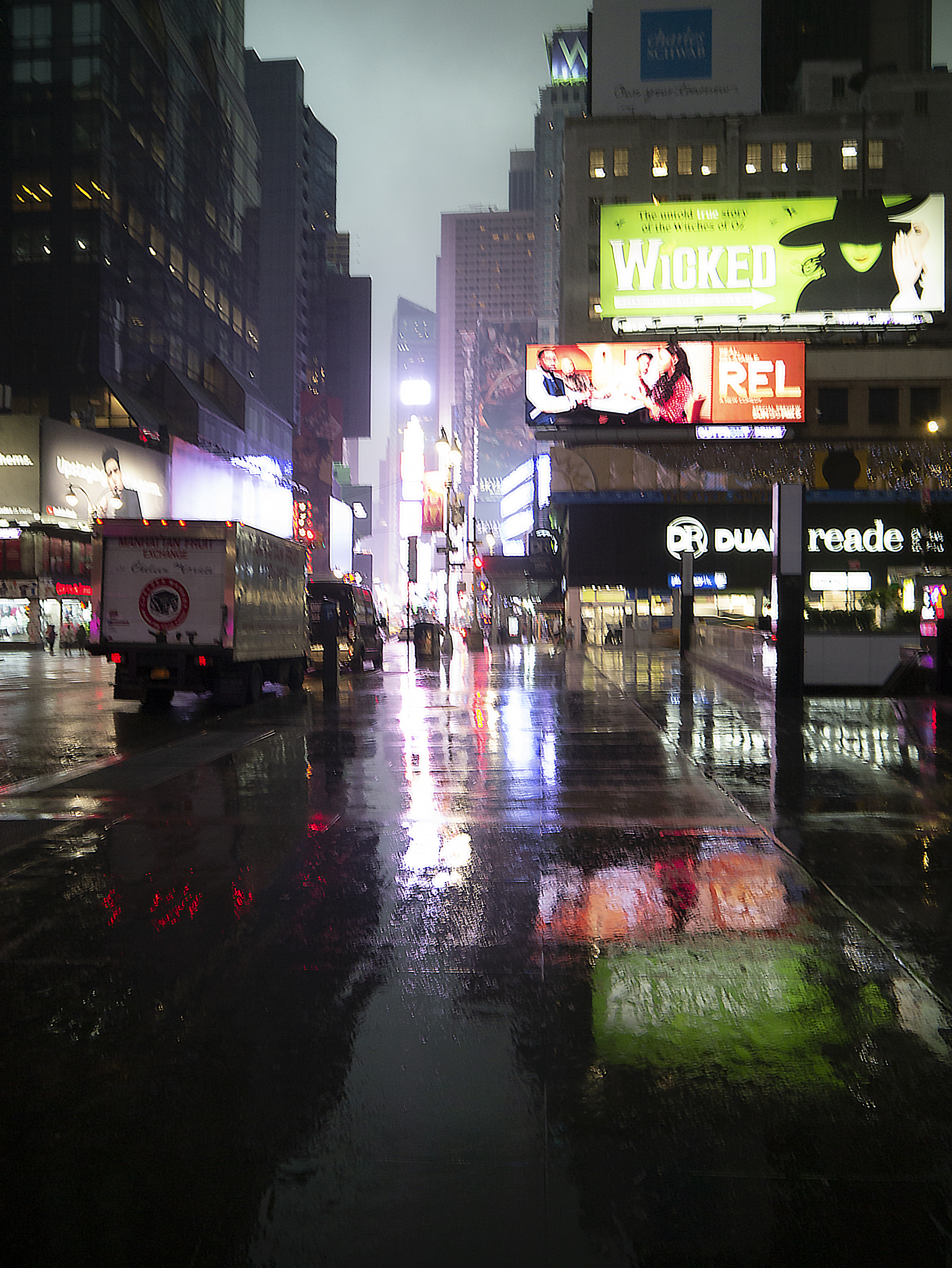 times square rain